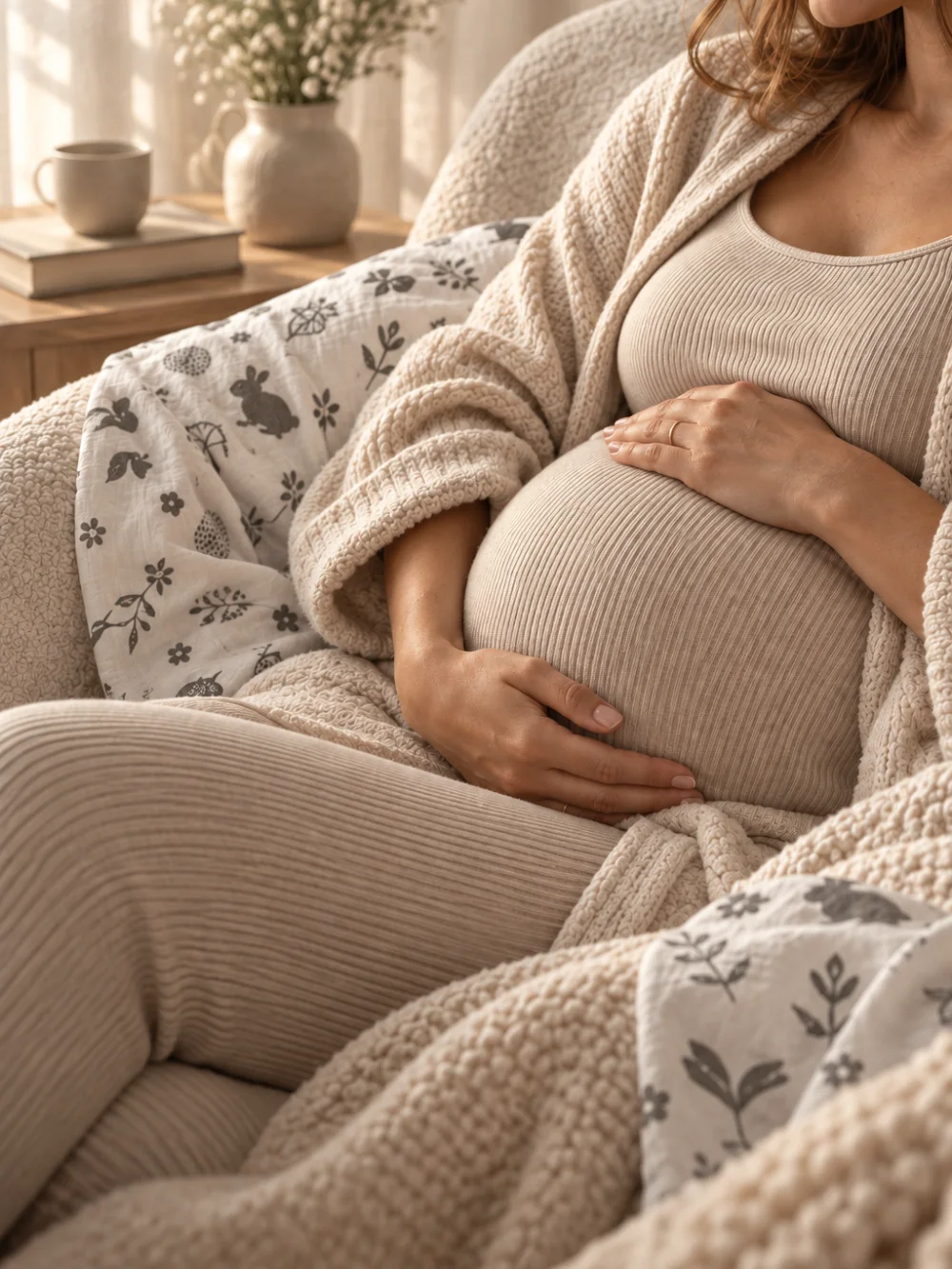 Mama w ciąży odpoczywająca na kanapie