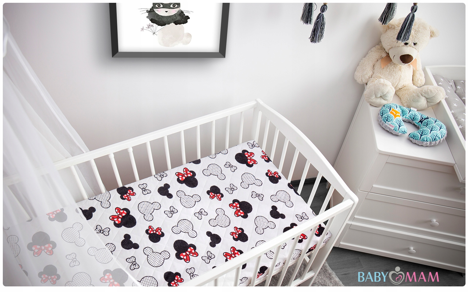 Prześcieradło 120x60 do łóżeczka bawełna materiałowe Babymam - obrazek 3