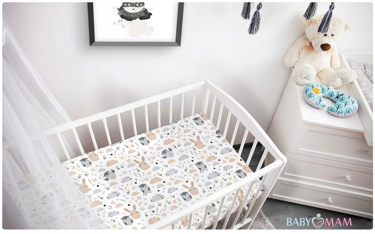 Prześcieradło 120x60 do łóżeczka bawełna materiałowe Babymam - obrazek 5