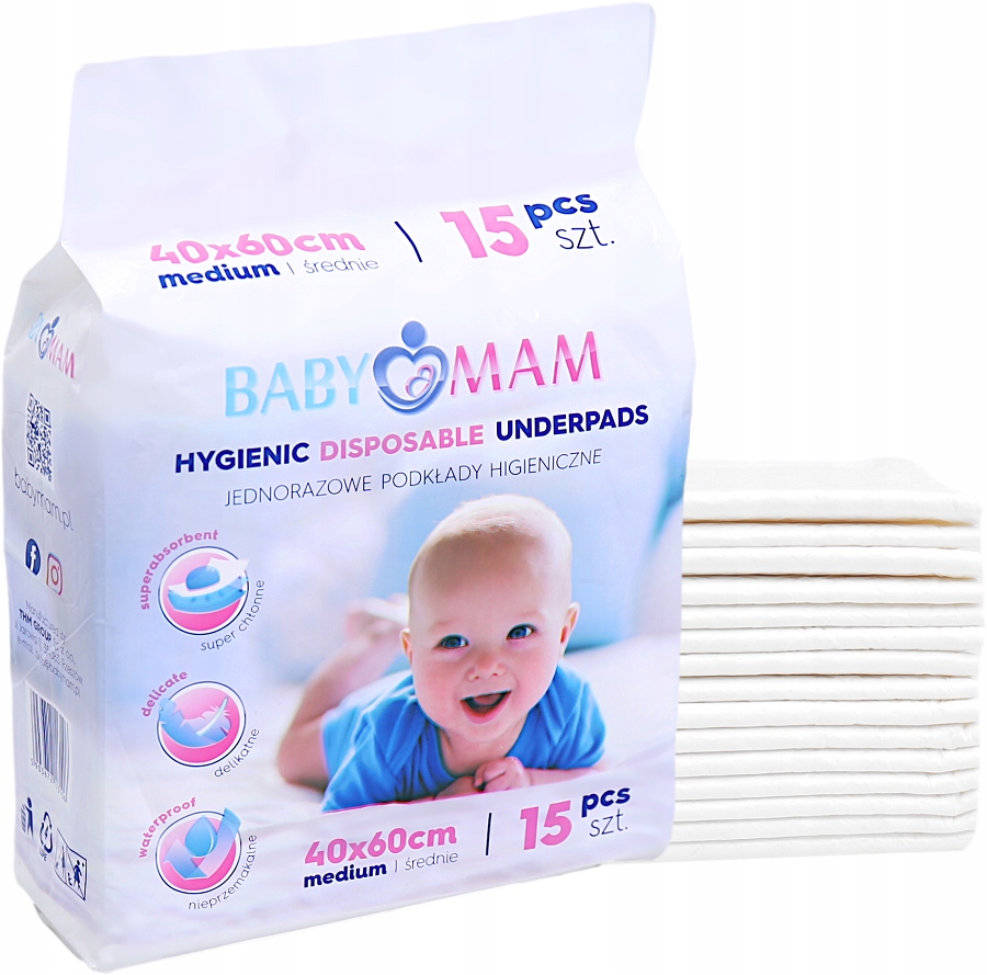 Babymam podkład jednorazowy 40x60 przewijak 15szt