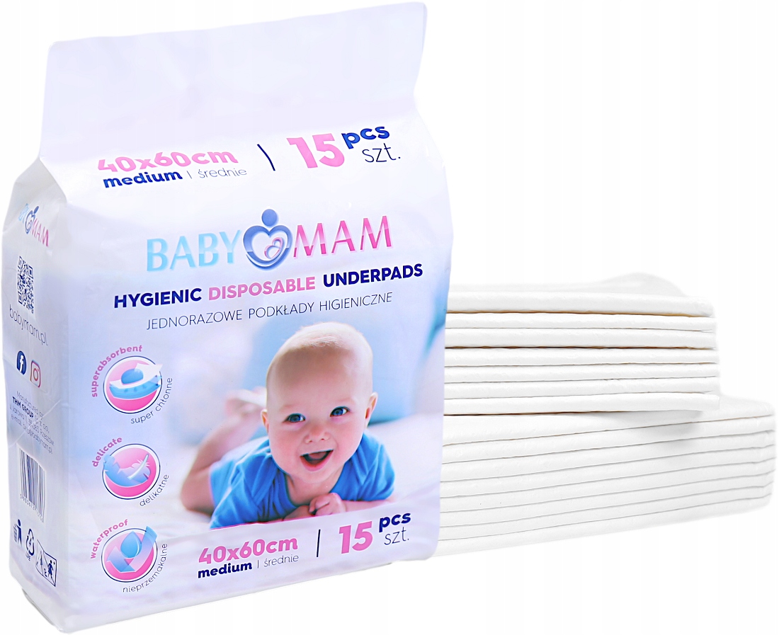 Babymam podkład jednorazowy 40x60 przewijak 15szt - obrazek 2