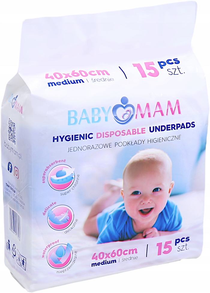 Babymam podkład jednorazowy 40x60 przewijak 15szt - obrazek 4