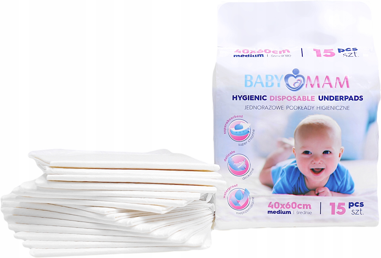 Babymam podkład jednorazowy 40x60 przewijak 15szt - obrazek 5