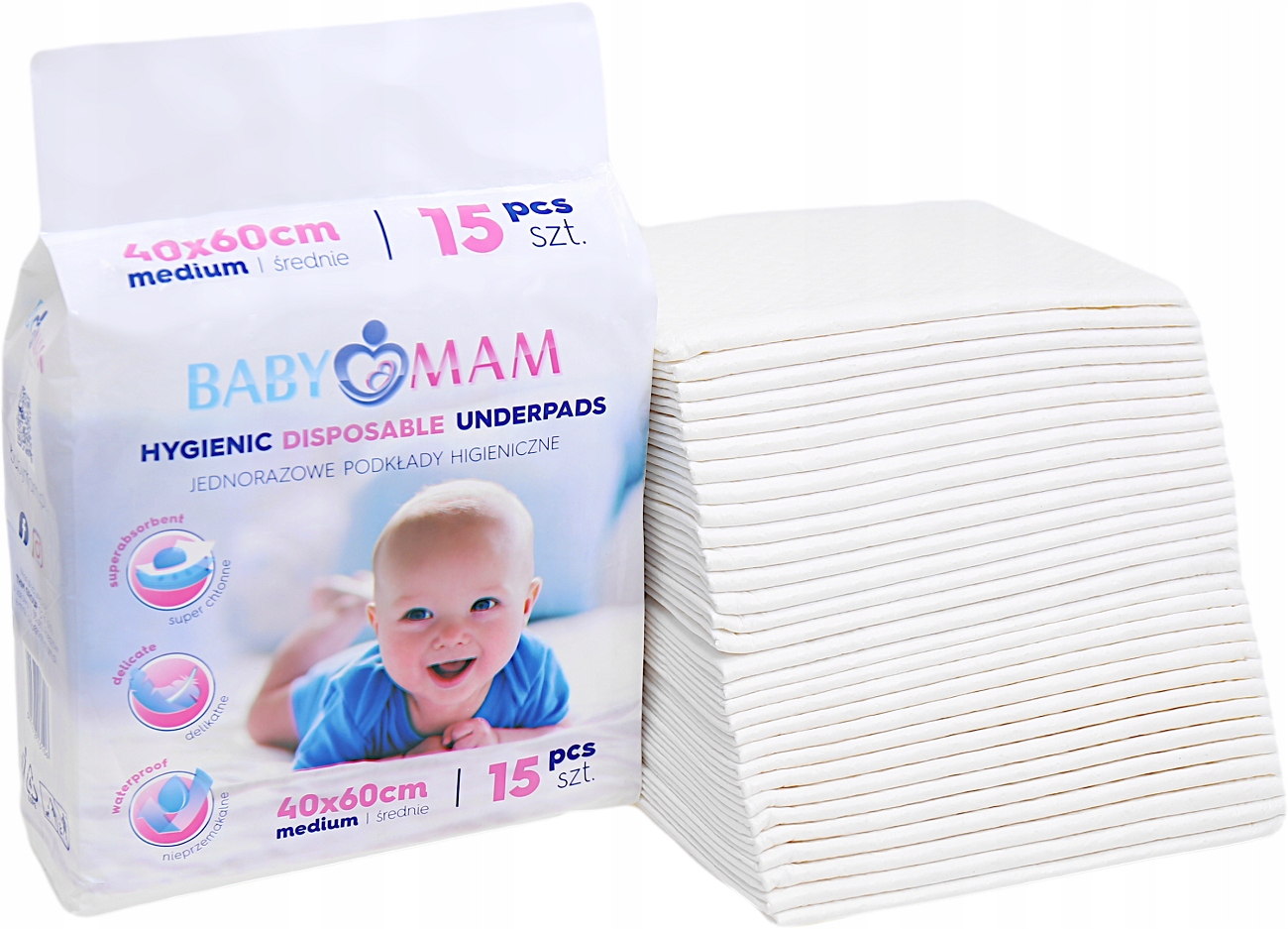 Babymam podkład jednorazowy 40x60 przewijak 15szt - obrazek 6