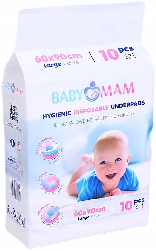 Babymam podkład jednorazowy 60x90 przewijak 10szt - obrazek 2