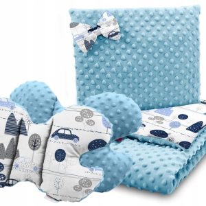Babymam kocyk minky do wózka poduszka kołderka motylek 3w1