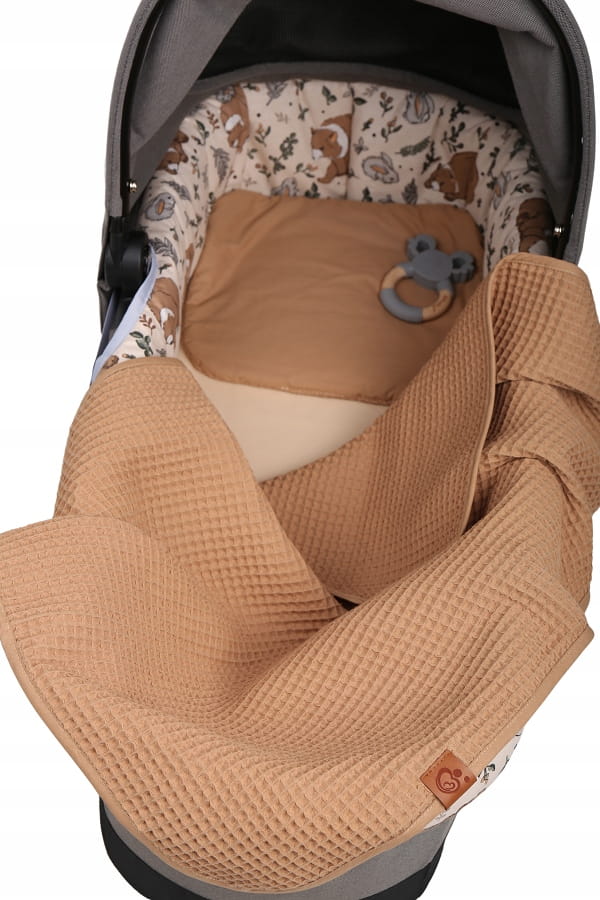 Kocyk dla niemowląt wafel bawełna 100% do wózka gondoli kołyski Babymam - obrazek 8