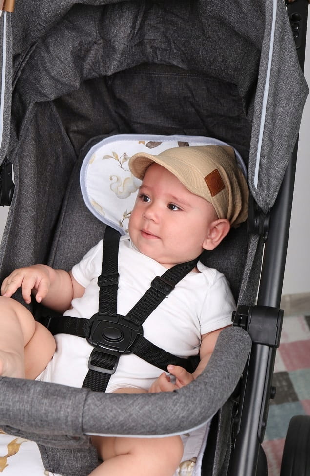 Chustka wiązana z daszkiem muślinowa chusteczka czapka na głowę Babymam - obrazek 2