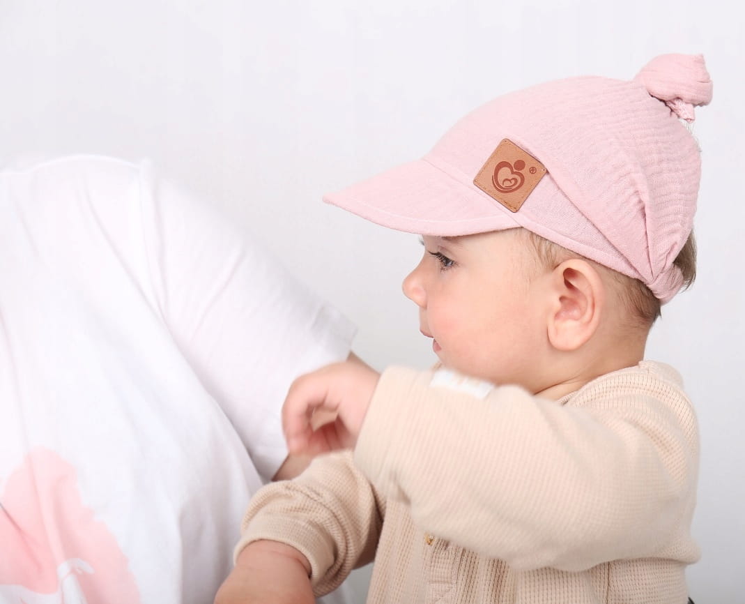 Chustka wiązana z daszkiem muślinowa chusteczka czapka na głowę Babymam - obrazek 2