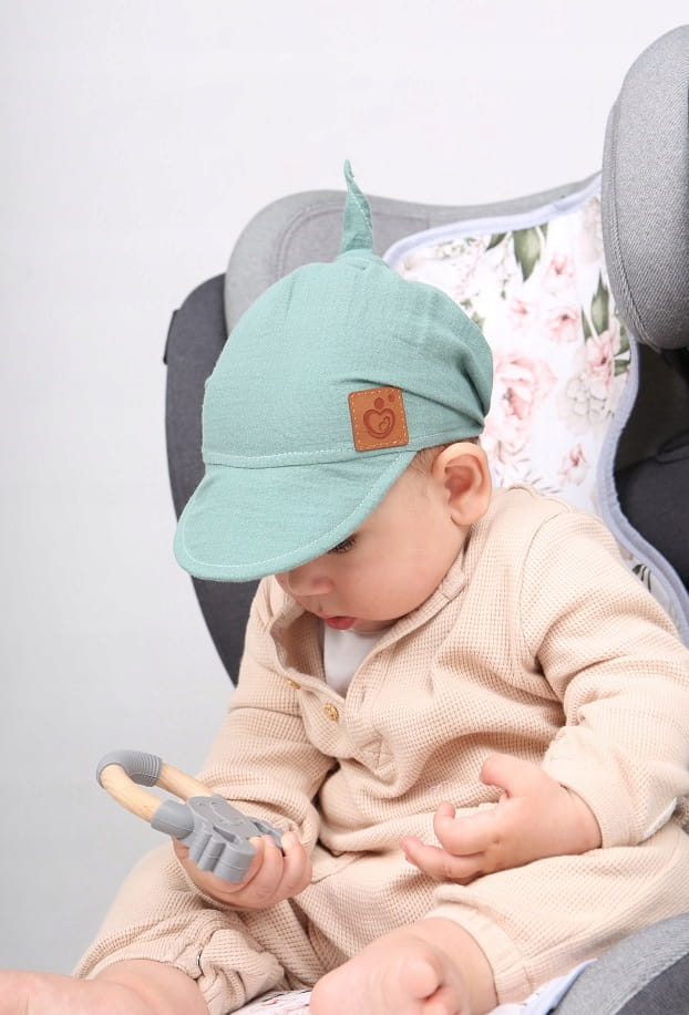 Chustka wiązana z daszkiem muślinowa chusteczka czapka na głowę Babymam - obrazek 3