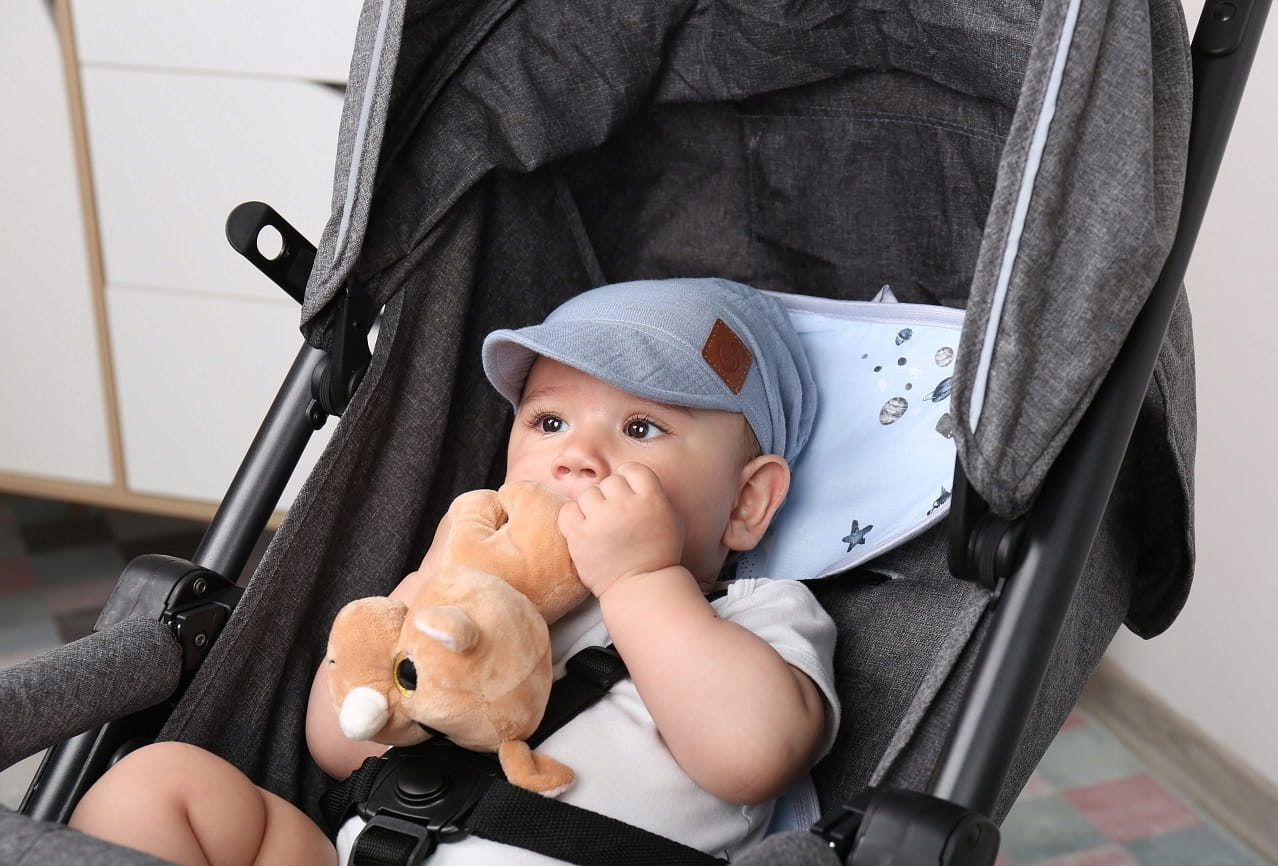 Chustka wiązana z daszkiem muślinowa chusteczka czapka na głowę Babymam - obrazek 4