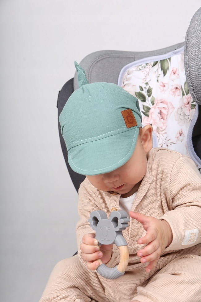 Chustka wiązana z daszkiem muślinowa chusteczka czapka na głowę Babymam - obrazek 5