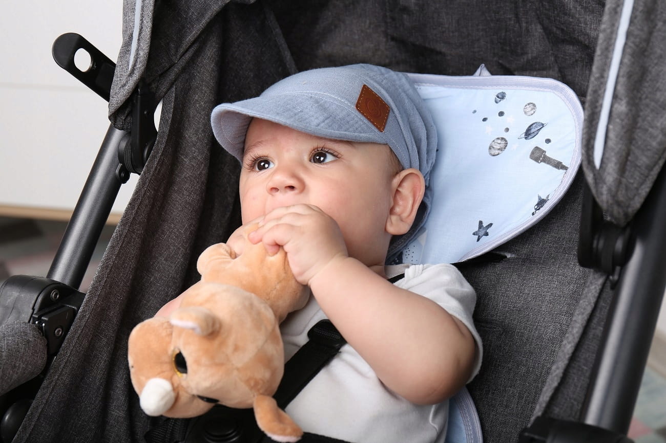 Chustka wiązana z daszkiem muślinowa chusteczka czapka na głowę Babymam - obrazek 6