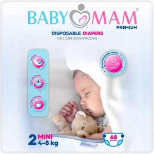 Pieluszki pieluchy jednorazowe babymam mini 2 (4-8kg) 68szt extra care