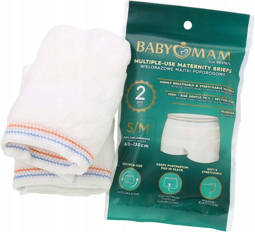Babymam wielorazowe majtki poporodowe S/M 2szt siateczkowe - obrazek 7