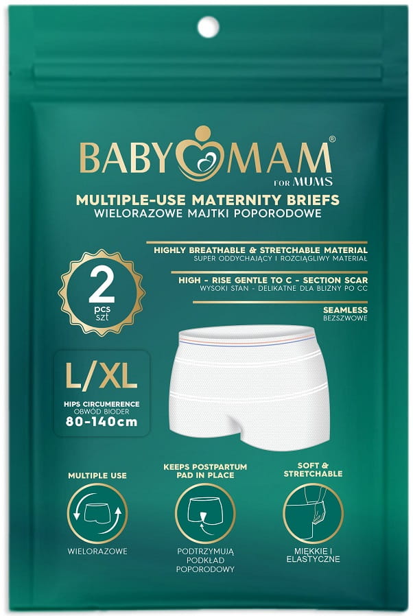 Babymam wielorazowe majtki poporodowe L/XL 2szt siateczkowe