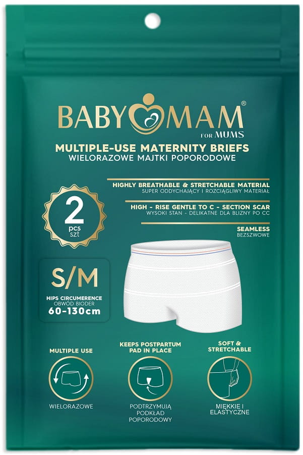 Babymam wielorazowe majtki poporodowe S/M 2szt siateczkowe