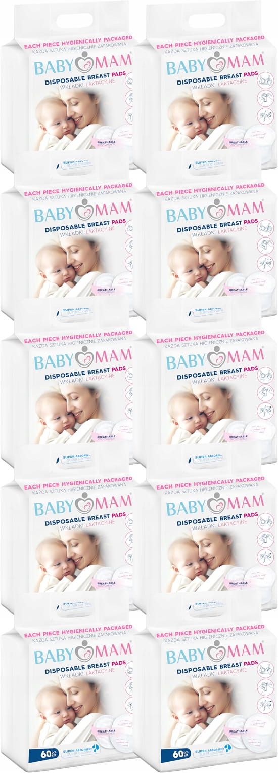 Babymam wkładki laktacyjne superchłonne żelujące 10x60 600szt