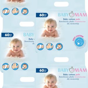 Babymam 5x płatki kosmetyczne bawełniane dla niemowląt dzieci 60 szt 300 szt