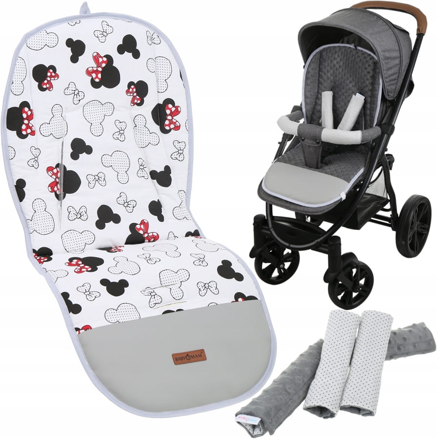 Babymam wkładka do spacerówki + ochraniacz na pasy pałąk uniwersalny zestaw