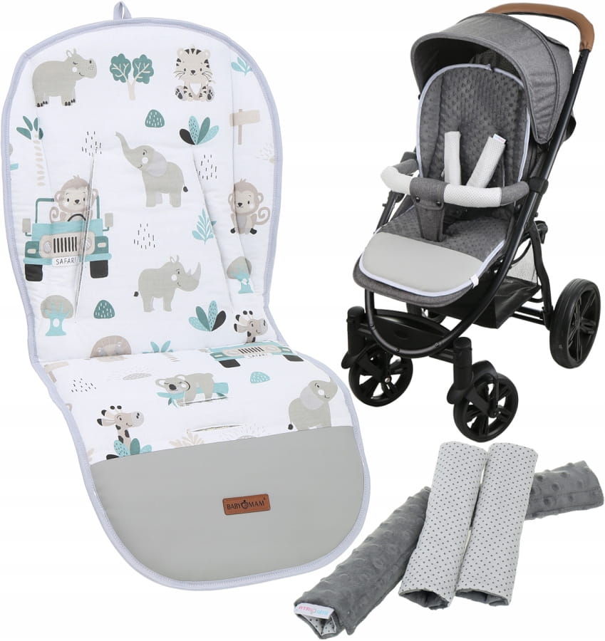 Babymam wkładka do spacerówki + ochraniacz na pasy pałąk uniwersalny zestaw