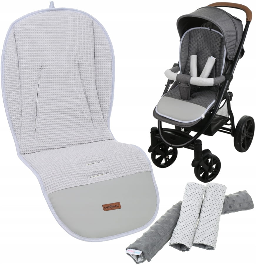 Babymam wkładka do spacerówki + ochraniacz na pasy pałąk uniwersalny zestaw