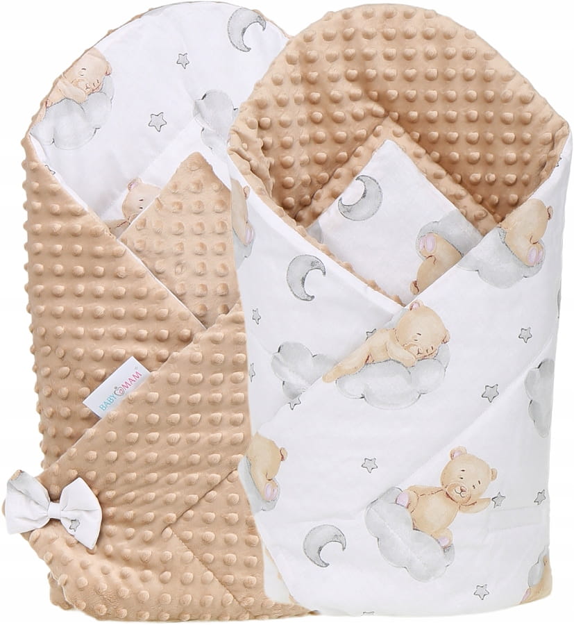 Babymam rożek becik niemowlęcy otulacz minky 80x80