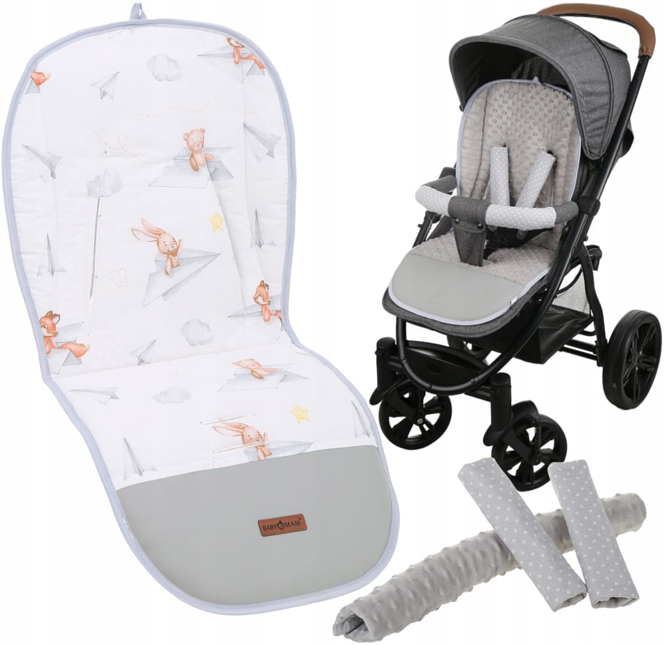 Babymam wkładka do spacerówki + ochraniacz na pasy pałąk uniwersalny zestaw