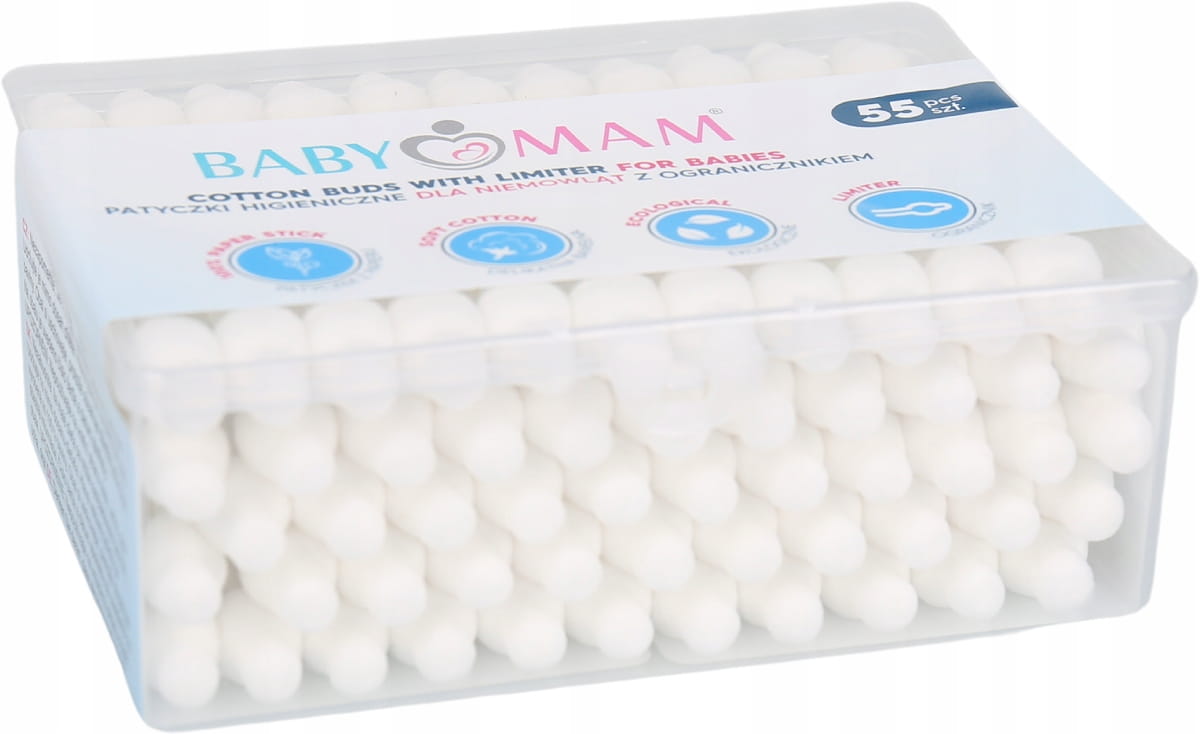 Babymam 10x patyczki higieniczne z ogranicznikiem bawełniane zestaw 550szt - obrazek 4