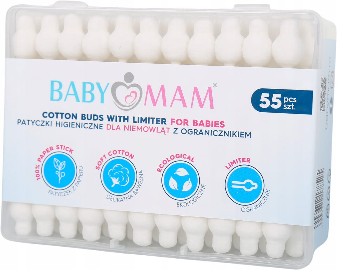 Babymam 10x patyczki higieniczne z ogranicznikiem bawełniane zestaw 550szt - obrazek 8