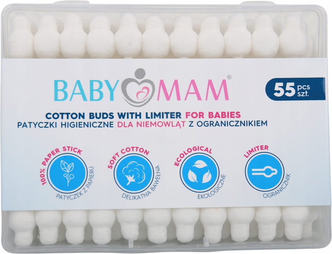 Babymam 10x patyczki higieniczne z ogranicznikiem bawełniane zestaw 550szt - obrazek 9