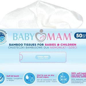 Bambusowe suche chusteczki dla niemowląt i dzieci 50 szt Babymam