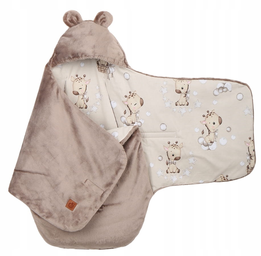 Babymam otulacz do fotelika wózka nosidełka zapinany ciepły bawełna plusz - obrazek 3