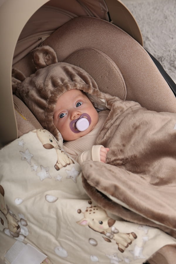 Babymam otulacz do fotelika wózka nosidełka zapinany ciepły bawełna plusz - obrazek 6