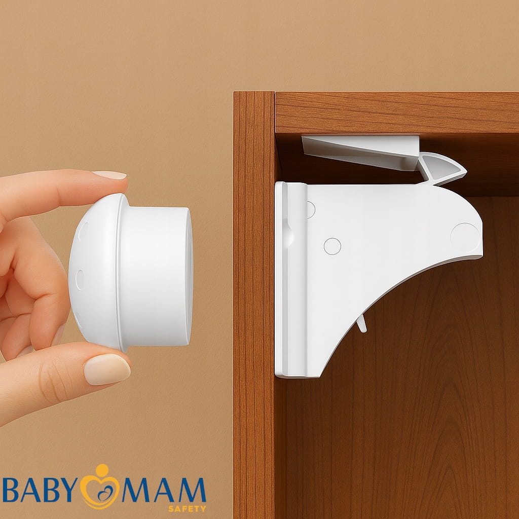 Babymam zabezpieczenia szafek szuflad magnetyczna blokada mebli drzwi 4szt - obrazek 2