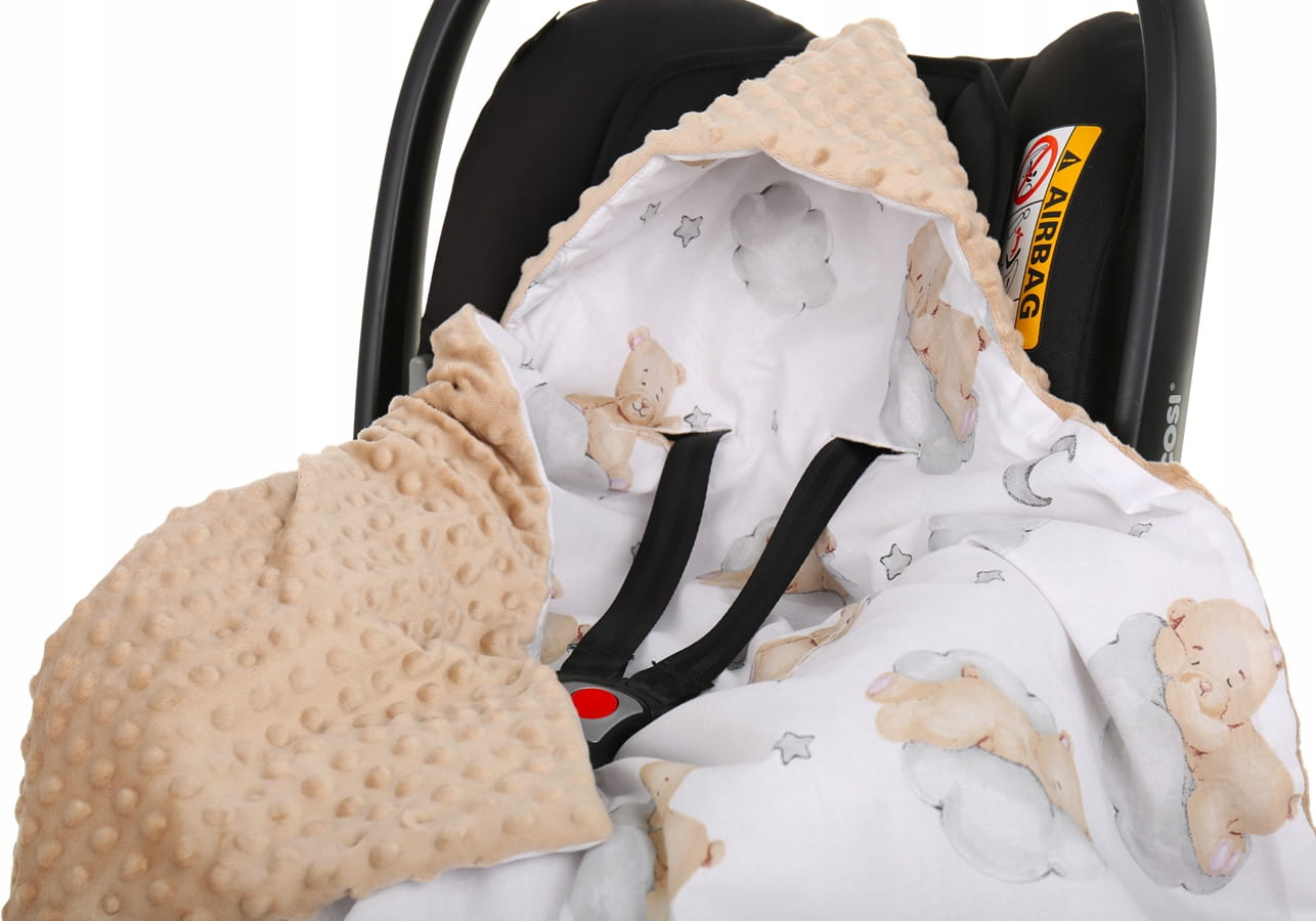 Babymam kocyk minky do fotelika nosidełka ciepły - obrazek 5