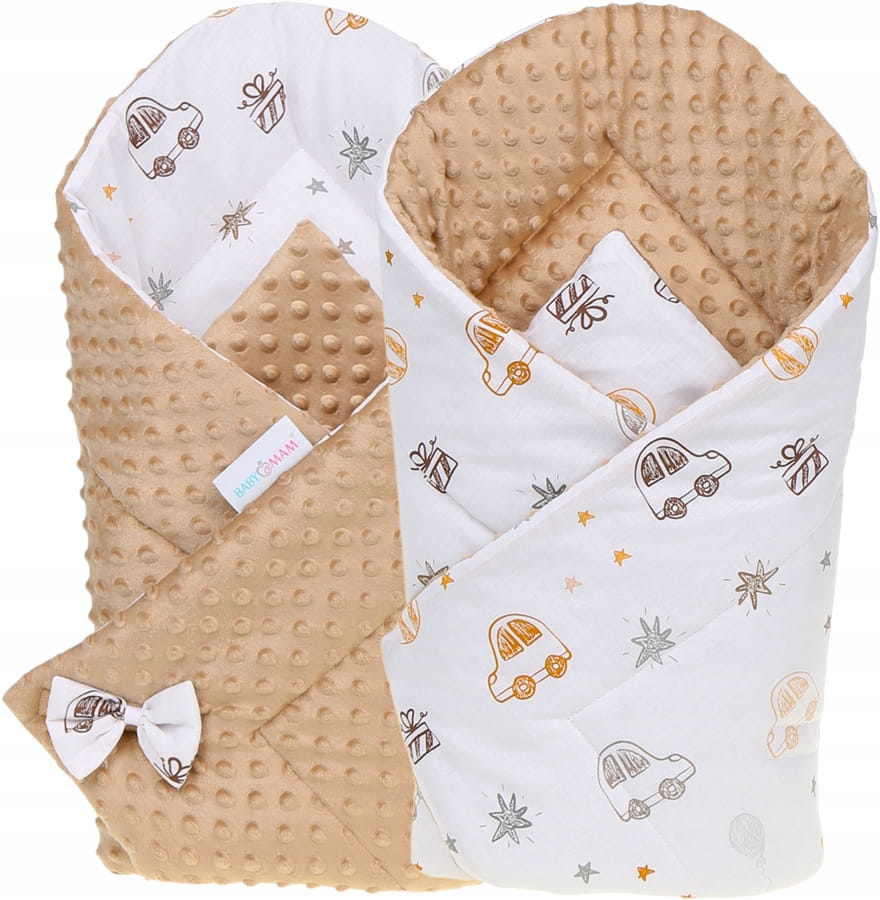 Babymam rożek becik niemowlęcy otulacz minky 80x80