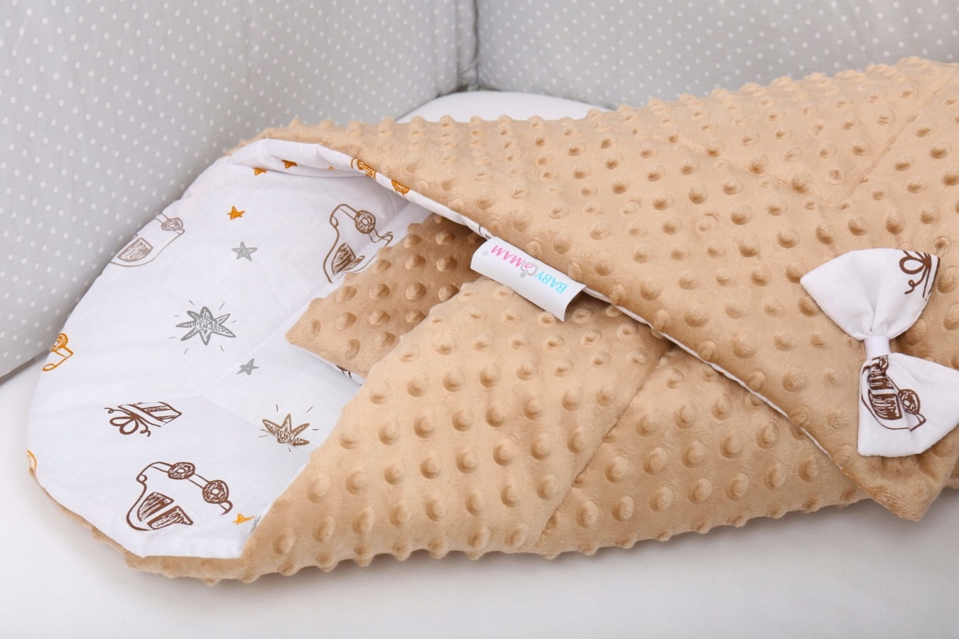 Babymam rożek becik niemowlęcy otulacz minky 80x80 - obrazek 2