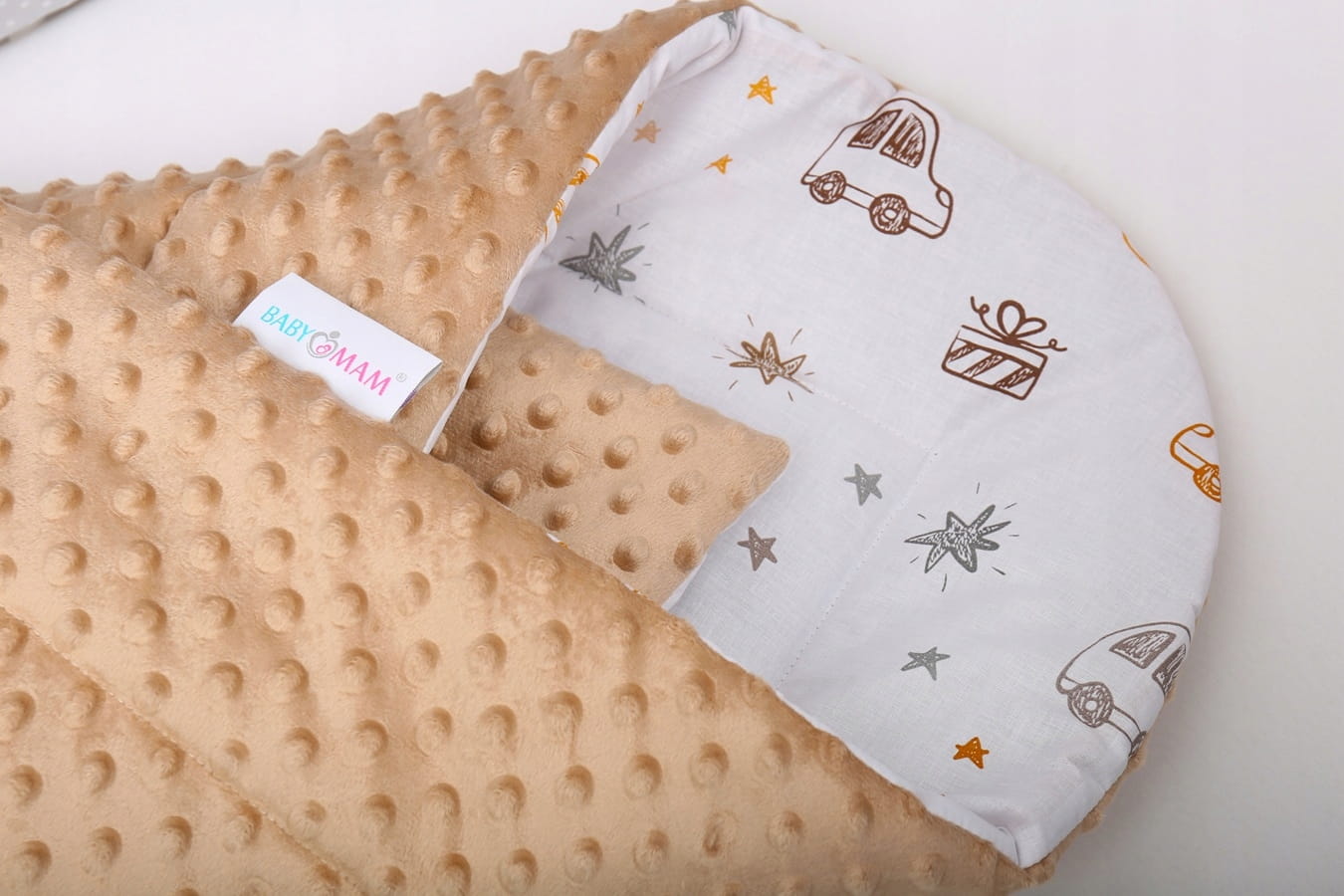 Babymam rożek becik niemowlęcy otulacz minky 80x80 - obrazek 4