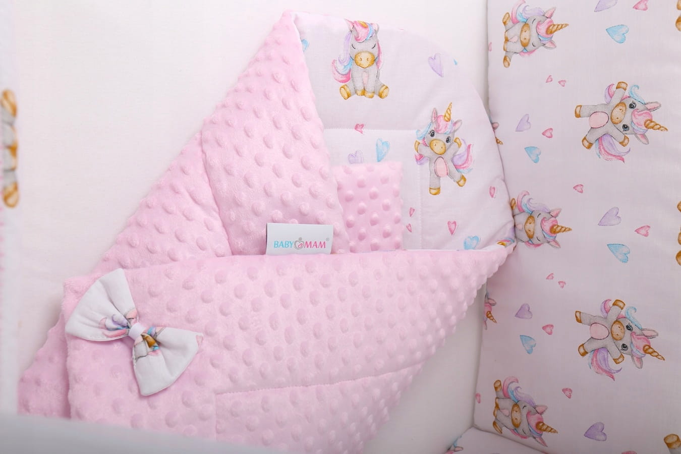 Babymam rożek becik niemowlęcy otulacz minky 80x80 - obrazek 3
