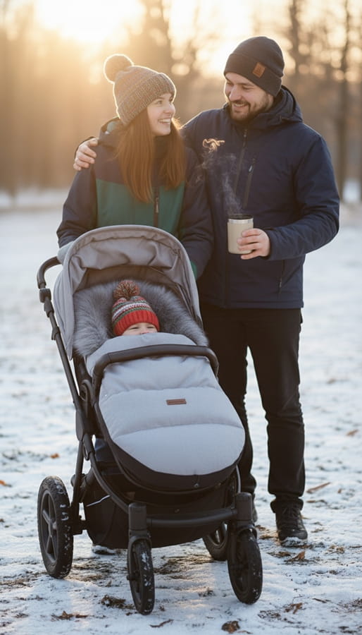 Babymam śpiworek do wózka sanek gondoli wodoodporny ocieplany z futerkiem - obrazek 2