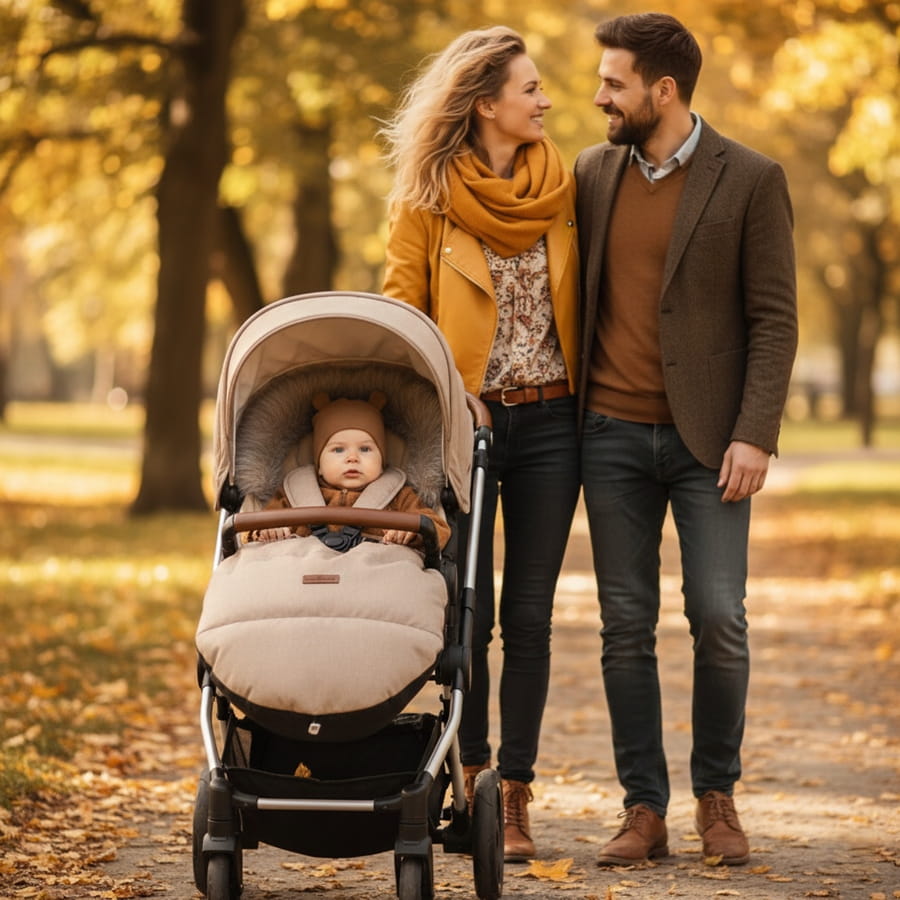 Babymam śpiworek do wózka sanek gondoli wodoodporny ocieplany z futerkiem - obrazek 6