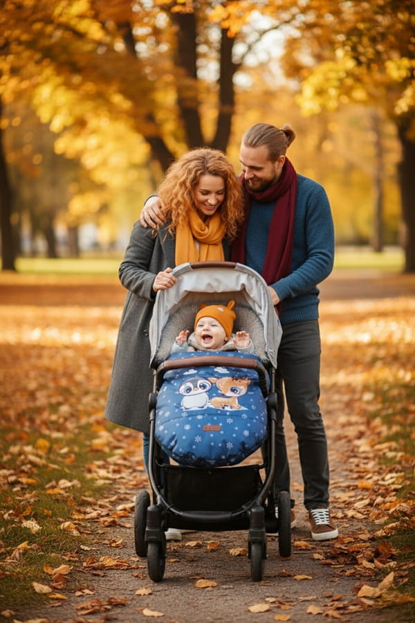 Babymam śpiworek do wózka sanek gondoli wodoodporny ocieplany z futerkiem - obrazek 7