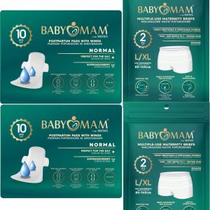 Babymam wielorazowe majtki poporodowe l/xl + podpaski na dzień zestaw