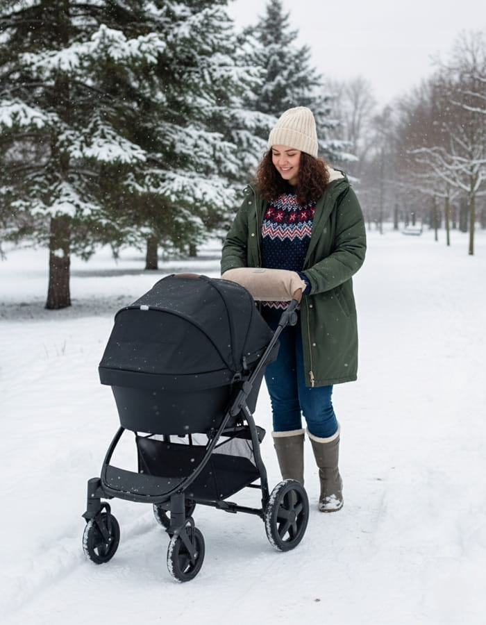 Babymam mufka do wózka rękawica ocieplana na sanki - obrazek 2