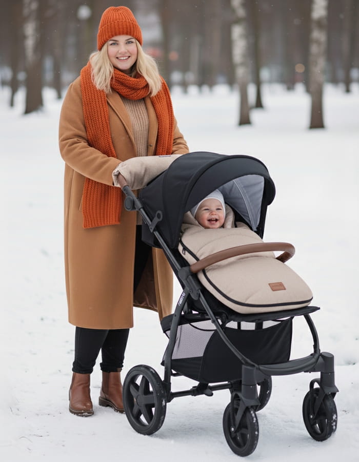Babymam mufka do wózka rękawica ocieplana na sanki - obrazek 6