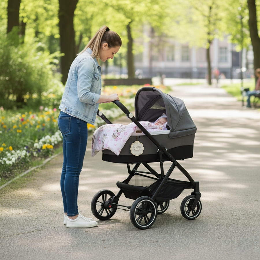 Babymam wkładka do gondoli wózka na zamek usztywniana dwustronna - obrazek 2