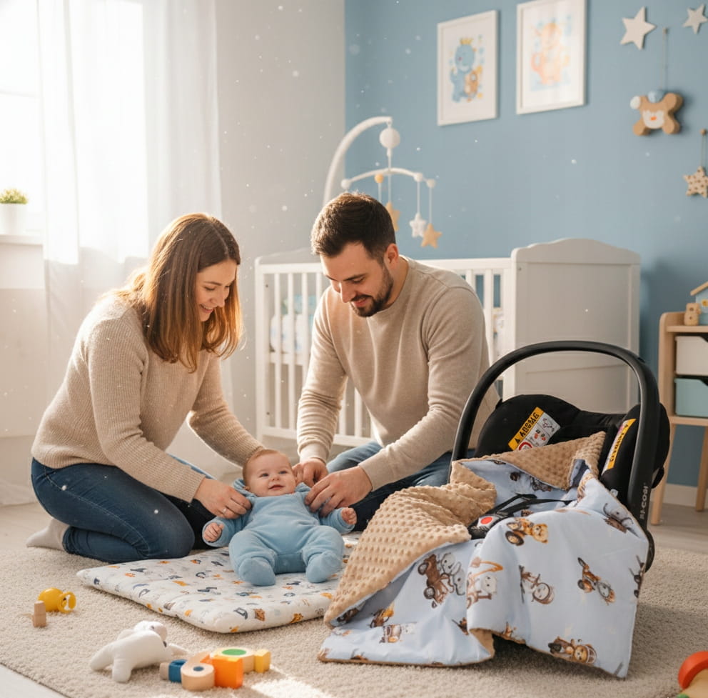 Babymam kocyk minky do fotelika nosidełka ciepły - obrazek 3