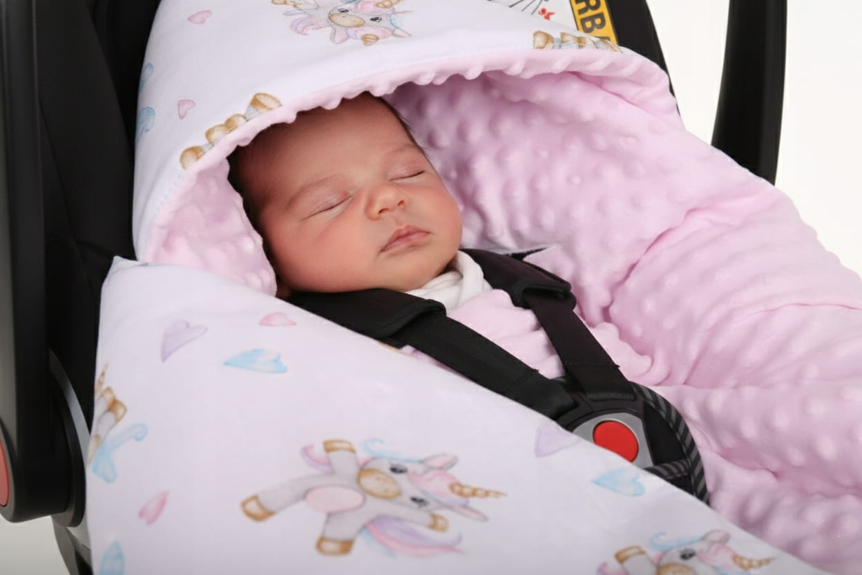Babymam kocyk minky do fotelika nosidełka ciepły - obrazek 2