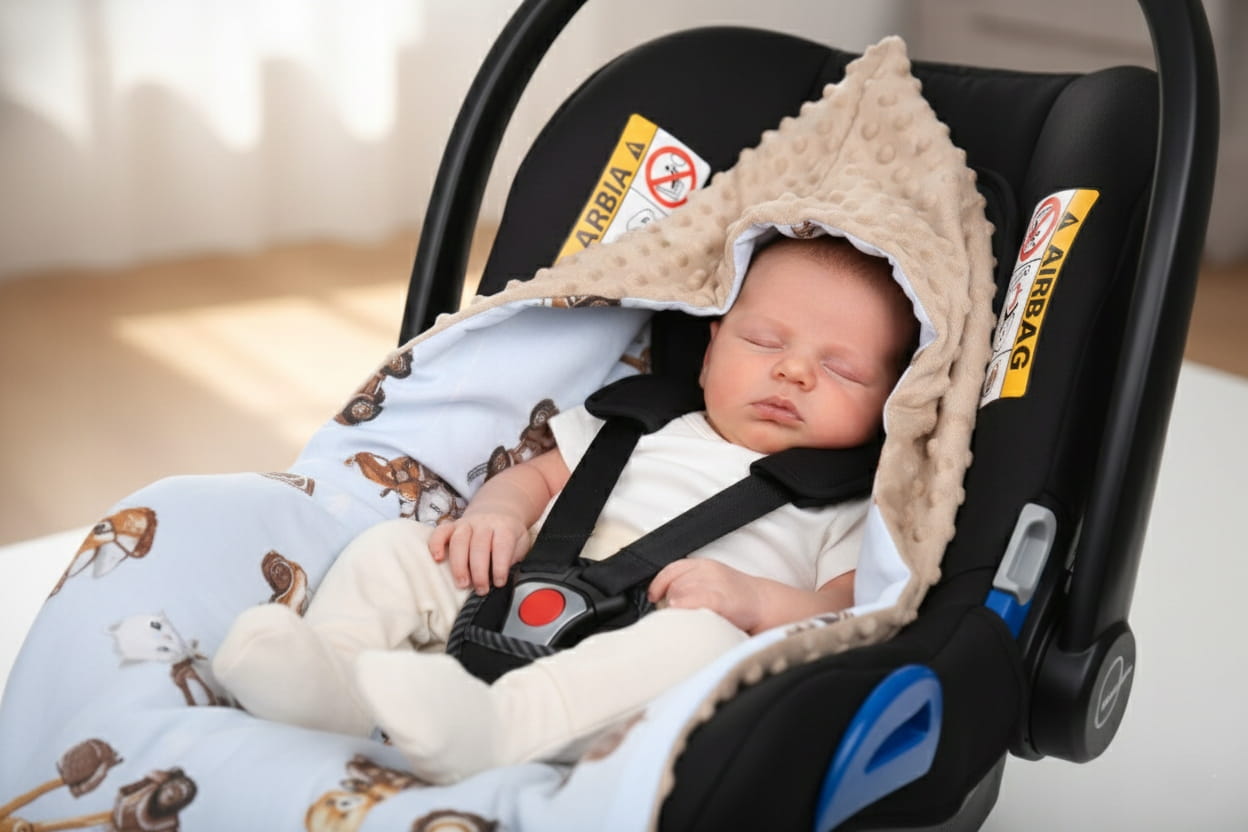 Babymam kocyk minky do fotelika nosidełka ciepły - obrazek 7